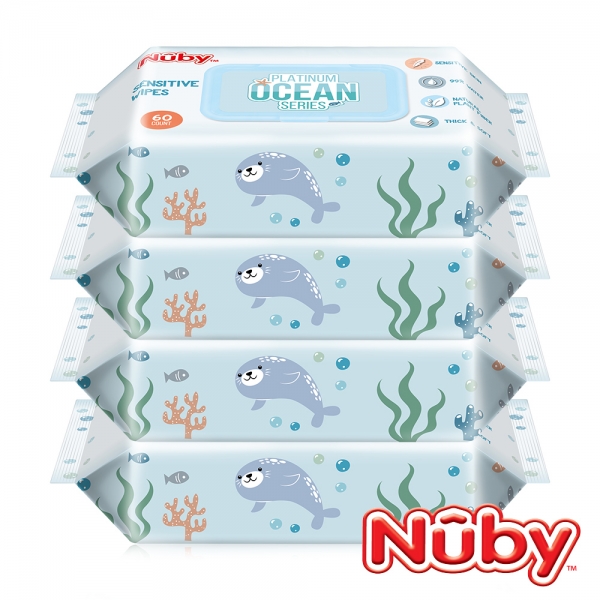Nuby 海洋系列極厚柔濕巾(60抽/4包)